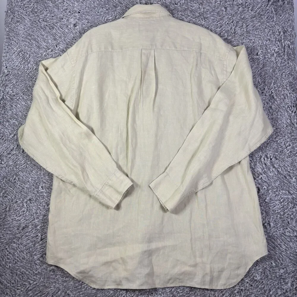 Banana Republic Irish linen Shirt Mens Large Long Sleeve Beige Preppy Summer